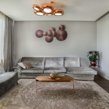 Obývací pokoj v šedých tónech: kombinace, designové tipy, příklady v interiéru-2