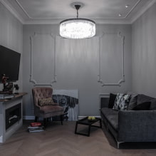 Obývací pokoj v šedých tónech: kombinace, designové tipy, příklady v interiéru-3