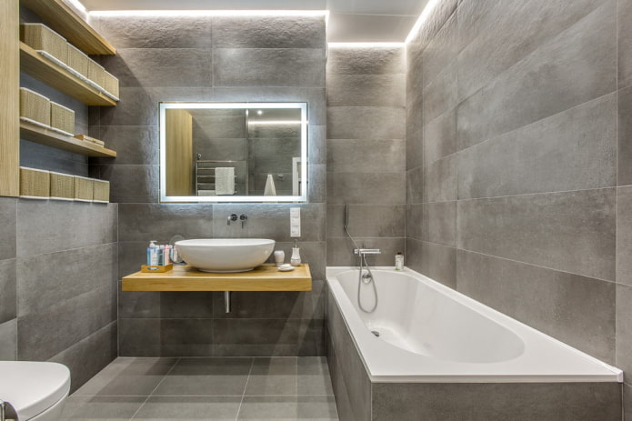 Salle de bain grise: caractéristiques de conception, photos, meilleures combinaisons