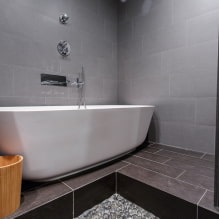 Harmaa kylpyhuone: suunnitteluominaisuudet, valokuvat, parhaat yhdistelmät-0