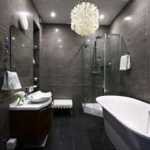 Grijze badkamer: ontwerpkenmerken, foto's, beste combinaties-3