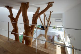 Ongebruikelijk interieurontwerp - hout in huis