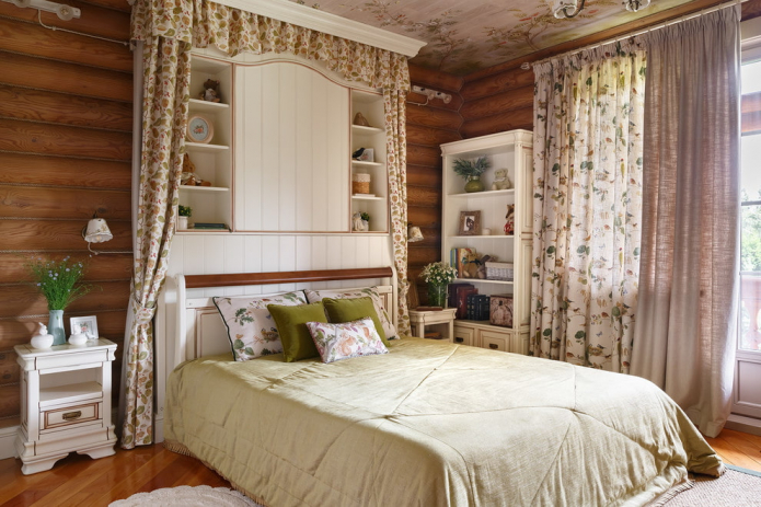 Dormitori d'estil rural: exemples a l'interior, característiques de disseny