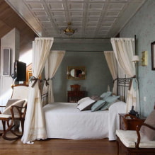 غرفة نوم على الطراز الريفي: أمثلة في الداخل ، ميزات التصميم - 0