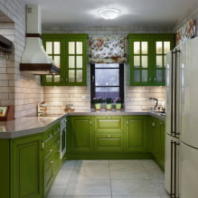 Zelená kuchyně: fotografie, designové nápady, kombinace s jinými barvami-1