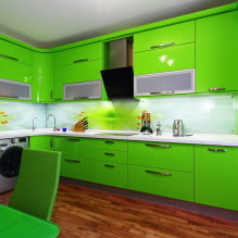 Dapur hijau: foto, idea reka bentuk, kombinasi dengan warna lain-4