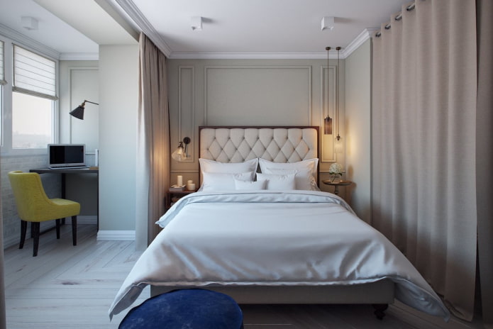 Design moderno della camera da letto con balcone