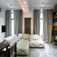 Cuina-sala d'estar de disseny de 20 m² m. - foto a l'interior, exemples de zonificació-4