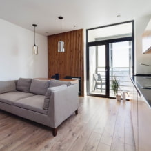 Keuken-woonkamer ontwerp 20 m². m. - foto in het interieur, voorbeelden van zonering-6