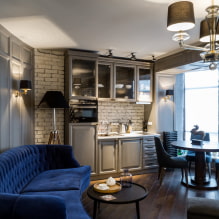 Lille køkken-stue: foto i interiøret, layout og design-0