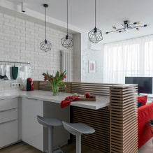 Küçük mutfak-oturma odası: iç mekanda fotoğraf, düzen ve tasarım-1