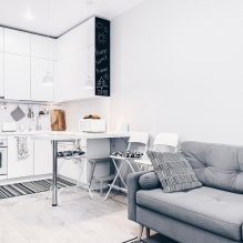 Cuina-sala d'estar d'estil escandinau: fotos i regles de disseny-4