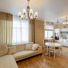 Cuina-sala d'estar combinada de 30 metres quadrats m. - foto a l'interior, disposició i zonificació-0