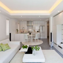 Kombinovaná kuchyň - obývací pokoj 30 čtverečních. m. - fotografie v interiéru, plánování a zónování-8