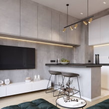 أفضل الصور وأفكار التصميم لغرفة المعيشة في المطبخ بمساحة 15 مترًا مربعًا. م -2