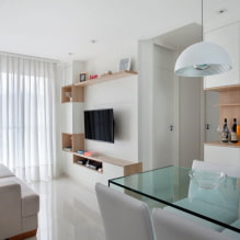 Parhaat valokuvat ja suunnitteluideat keittiö-olohuoneelle, joka on kooltaan 15 m². m-6