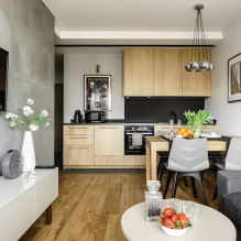 Kuchyň-obývací pokoj 14 m2 - recenze nejlepších řešení-5