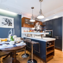 Kuchyň-obývací pokoj 14 m2 - foto recenze nejlepších řešení-7