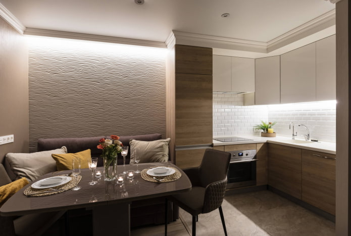 Kuchyň-obývací pokoj 14 m2 - recenze nejlepších řešení