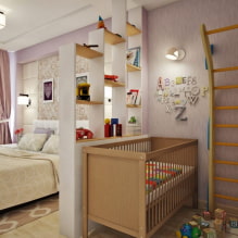 Ideoita ja vinkkejä makuuhuoneen ja lastentarhan sisustamiseen yhdessä huoneessa-4