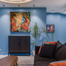 Obývacia izba v modrých tónoch: fotografia, prehľad najlepších riešení-0