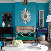غرفة المعيشة بألوان زرقاء: صورة ، مراجعة لأفضل الحلول -1