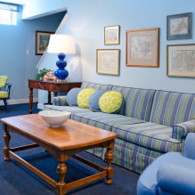 Mavi tonlarda oturma odası: fotoğraf, en iyi çözümlerin gözden geçirilmesi-4