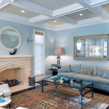 Obývacia izba v modrých tónoch: fotografia, prehľad najlepších riešení-7