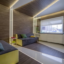 Dzīvojamās istabas dizaina iezīmes augsto tehnoloģiju stilā (46 fotoattēli) -5