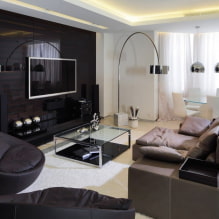 Característiques del disseny de la sala d'estar en estil d'alta tecnologia (46 fotos) -6