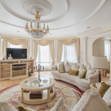 Dzīvojamās istabas interjers klasiskā stilā: faktiskās fotogrāfijas un idejas-2