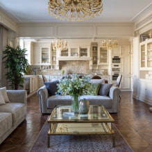 Dzīvojamās istabas interjers klasiskā stilā: faktiskās fotogrāfijas un idejas-4