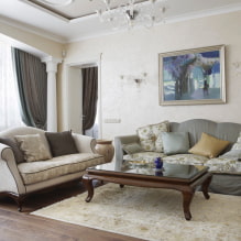 Dzīvojamās istabas interjers klasiskā stilā: faktiskās fotogrāfijas un idejas-5