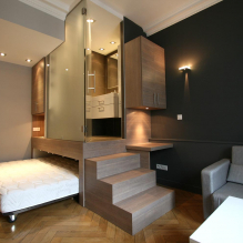Camera da letto e soggiorno in una stanza: esempi di zonizzazione e design-1