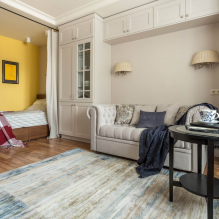 Camera da letto e soggiorno in una stanza: esempi di zonizzazione e design-2