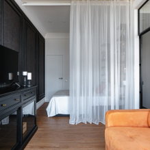 Spálňa a obývacia izba v jednej miestnosti: príklady územného plánovania a dizajnu-6