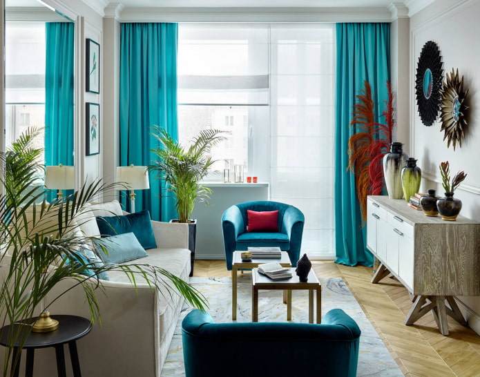 Salon design 15 m² - caractéristiques d'aménagement et disposition des meubles