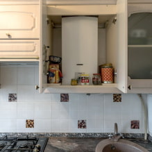 Kuchyňa v Chruščov s plynovým ohrievačom vody: možnosti ubytovania, 37 fotografií-5