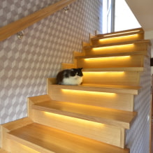 Belysning af trapper i huset: rigtige fotos og eksempler på belysning-8