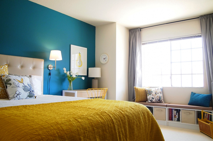 Yatak odasının iç kısmındaki popüler renk kombinasyonları