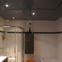 Banyoda gergi tavan: artıları ve eksileri, tasarım türleri ve örnekleri-0