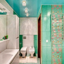 Plafond tendu dans la salle de bain: avantages et inconvénients, types et exemples de conception-4