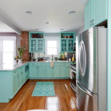 Virtuves dizaina iezīmes piparmētru krāsā-0