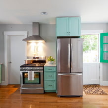 Virtuves dizaina iezīmes piparmētru krāsā-1