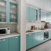 Virtuves dizaina iezīmes piparmētru krāsā-5