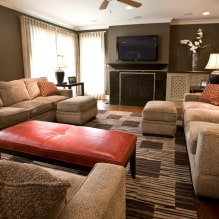 Dzīvojamās istabas dizains ar diviem dīvāniem-4