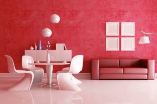 غرفة المعيشة باللون الأحمر