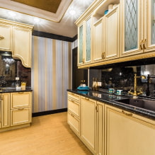 Kuinka käyttää kultaista väriä keittiön sisätiloissa? -5