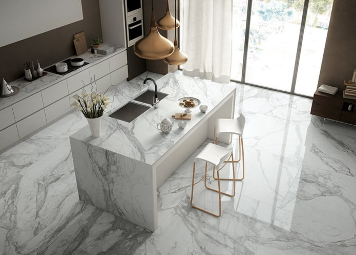 Com s'utilitza el marbre a l'interior?