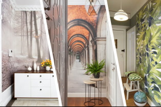 A selection of photo wallpaper for a narrow hallway, visually expanding the space